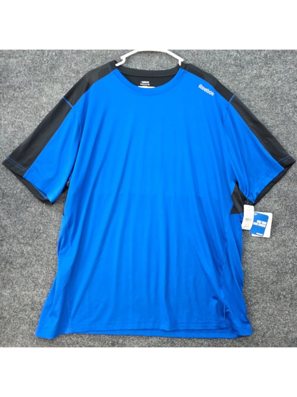 Reebok Play Dry Athletic T-Shirt 2XL Blue Colorblock Sporty Performance Training
